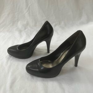 Nine West Platform Pumps shoes Stiletto Black size 7M Leather Work Party Dressy
